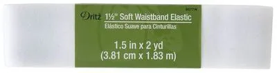 1.5" Soft Waistband Elastic White