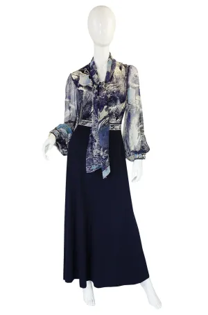 1970s Leonard Chiffon Print Maxi Dress