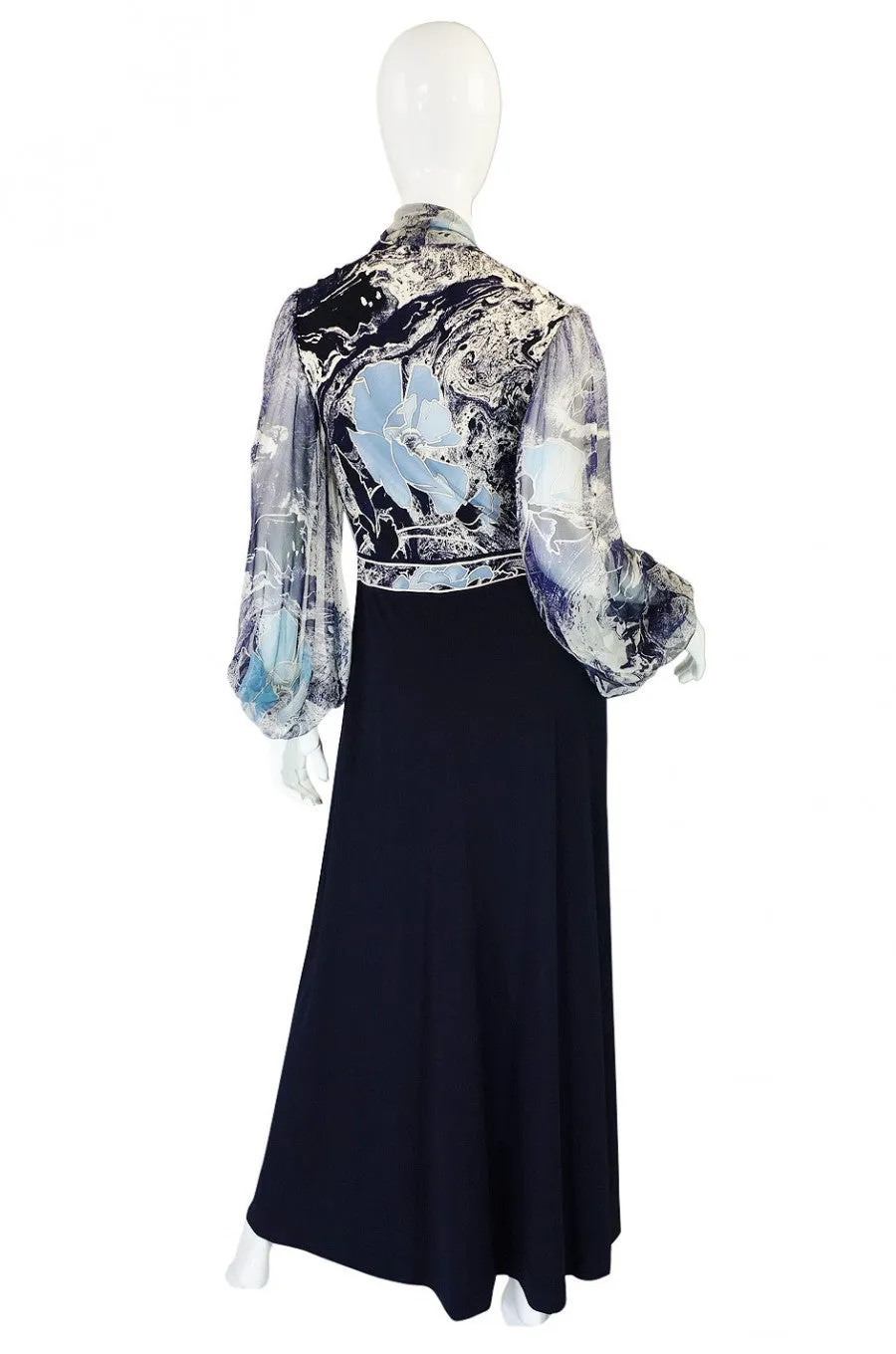 1970s Leonard Chiffon Print Maxi Dress