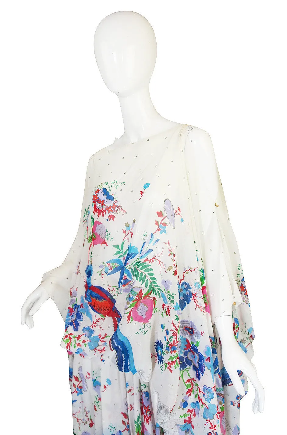 1970s Oscar de la Renta Attr Silk Chiffon Maxi Dress