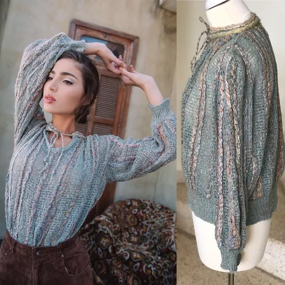 1970's Subtle Sparkle Hand-Knit Sweater