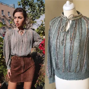 1970's Subtle Sparkle Hand-Knit Sweater