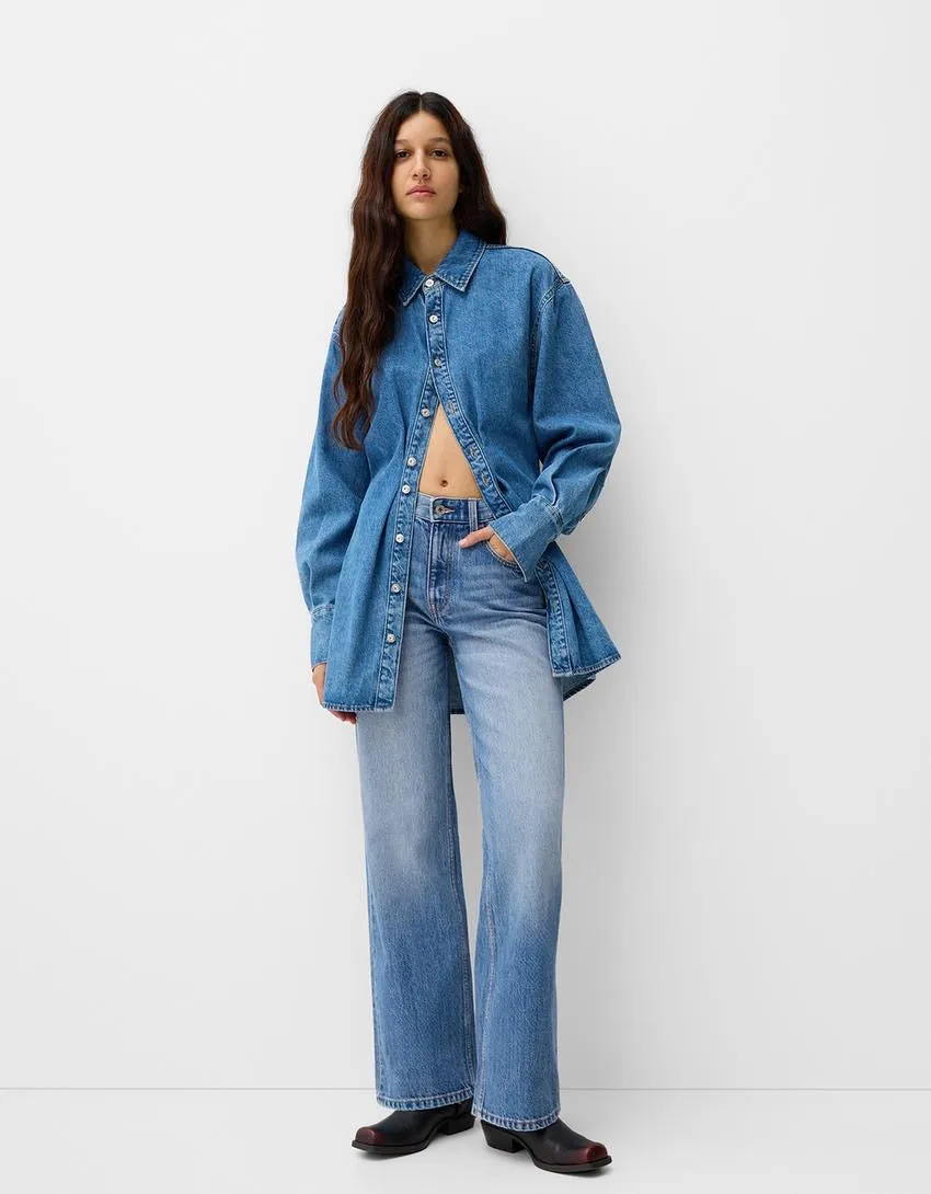 2024 BK Highwaist wide leg jeans midnlue