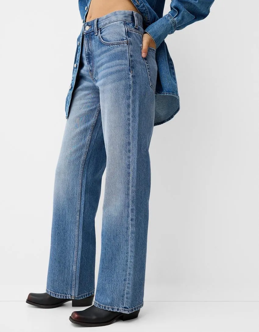 2024 BK Highwaist wide leg jeans midnlue