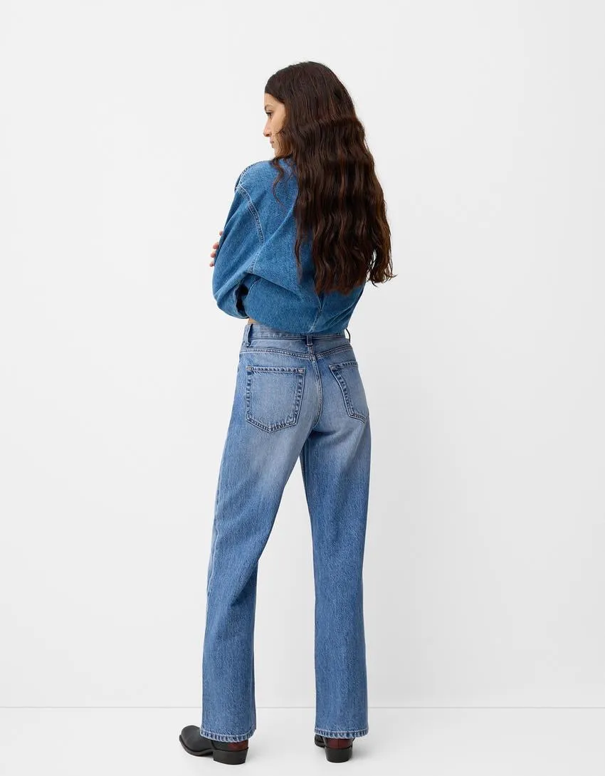 2024 BK Highwaist wide leg jeans midnlue