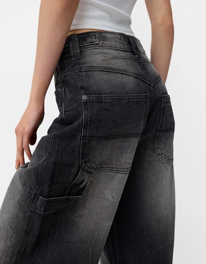 2024 unisex baggy carpenter jeans black