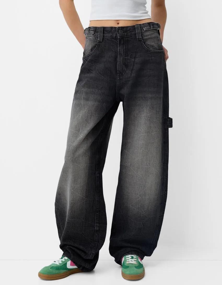 2024 unisex baggy carpenter jeans black