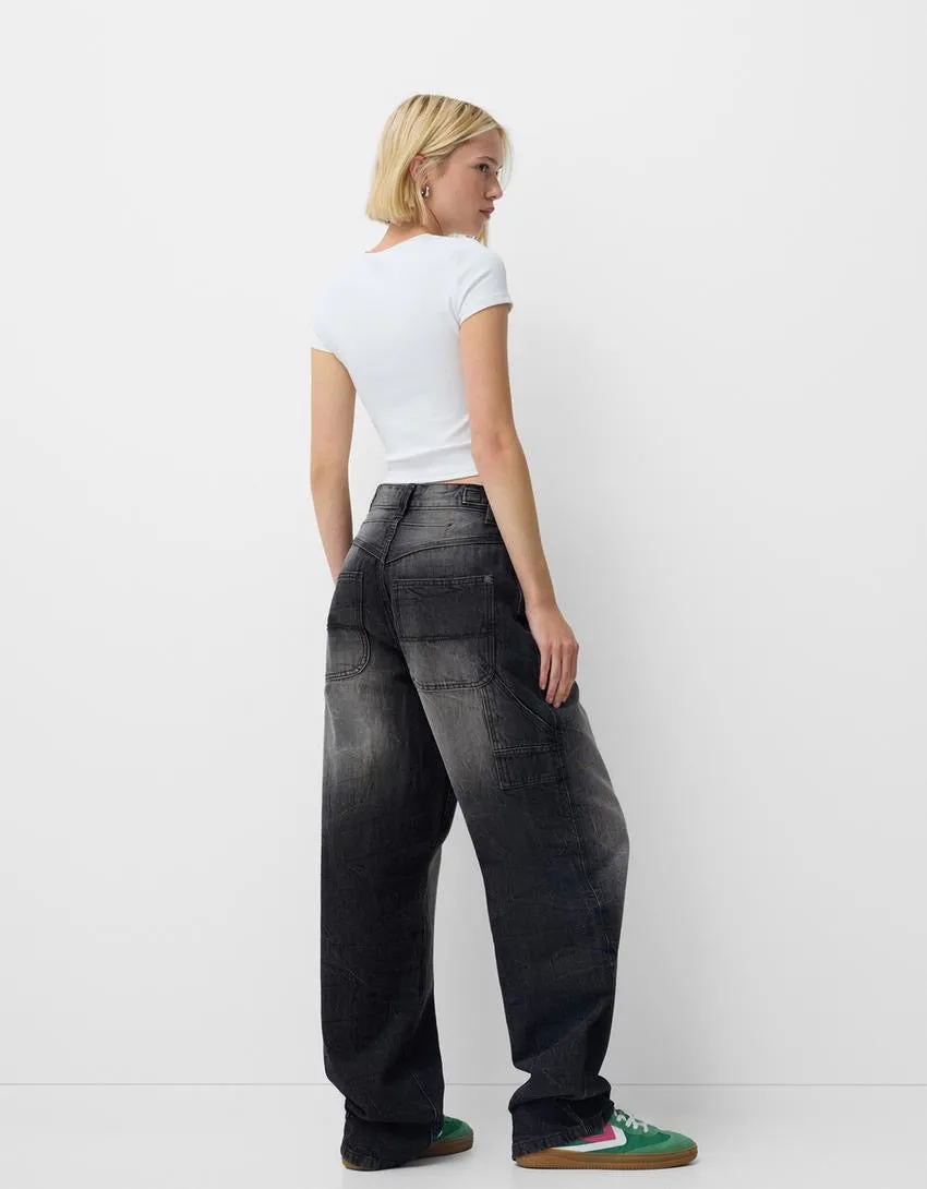 2024 unisex baggy carpenter jeans black