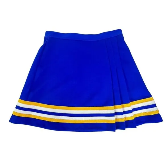 3 Adult Royal Blue Gold Cheerleader Skirts Authentic High School 25-28&quot; Waist