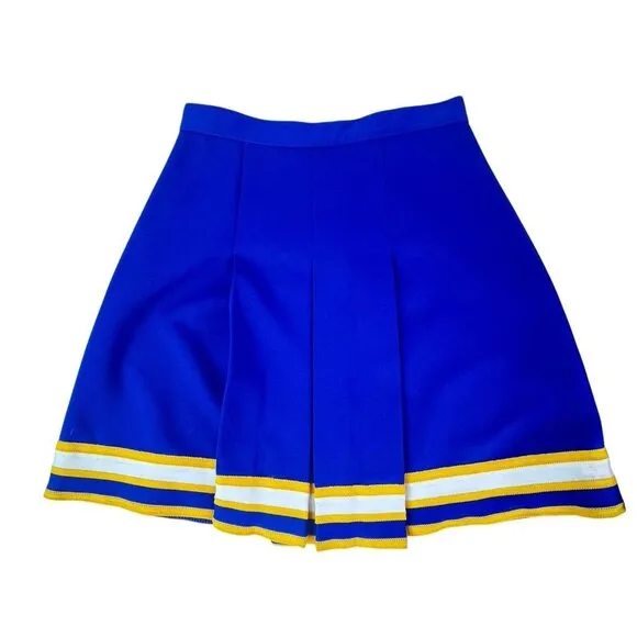 3 Adult Royal Blue Gold Cheerleader Skirts Authentic High School 25-28&quot; Waist