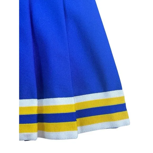 3 Adult Royal Blue Gold Cheerleader Skirts Authentic High School 25-28&quot; Waist