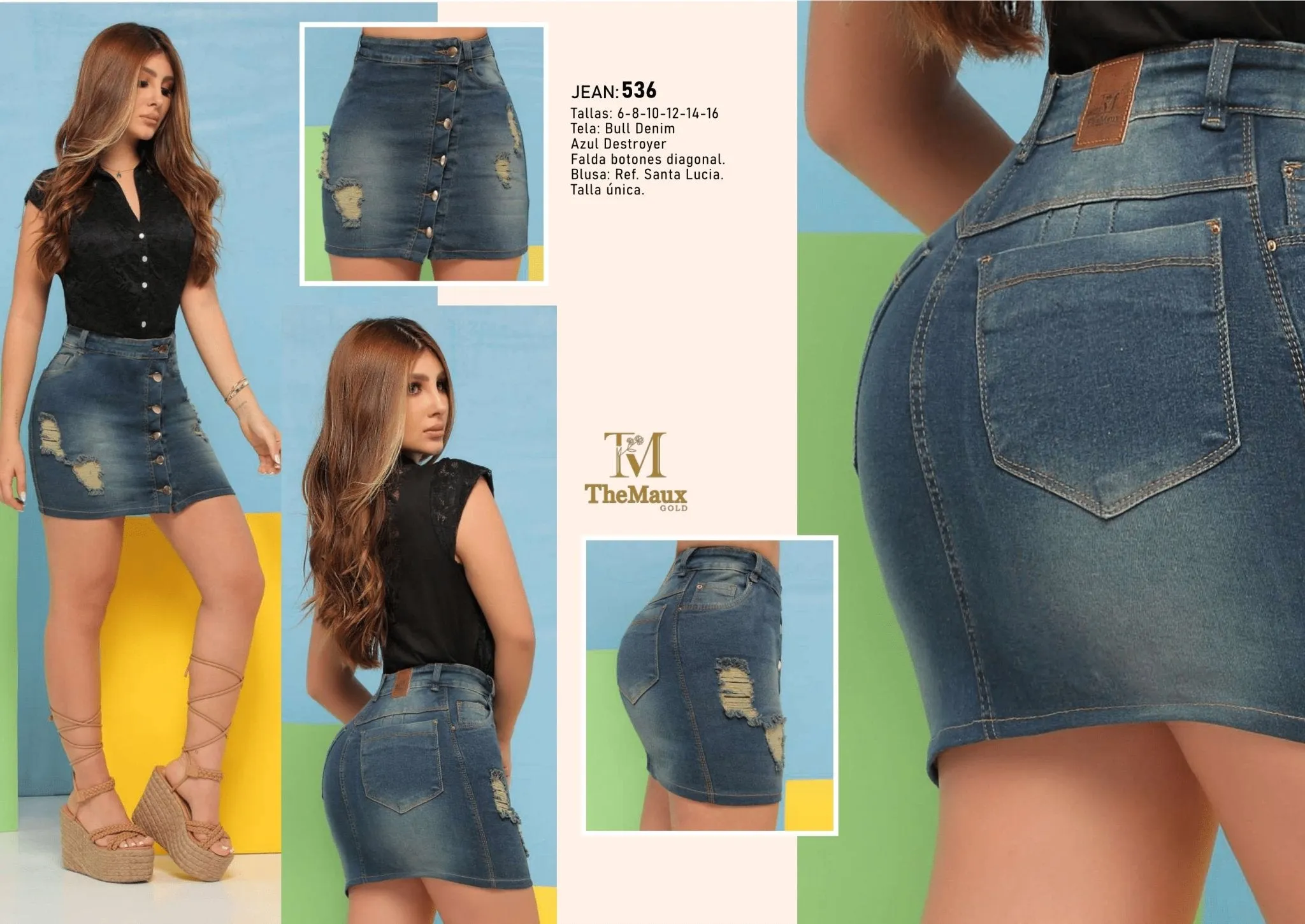 536 100% Authentic Colombian Push Up Skirt