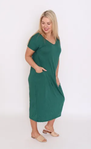7643 forest V-neck Pockets Dress