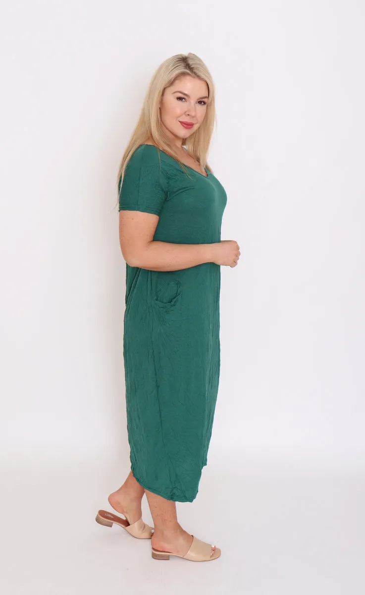 7643 forest V-neck Pockets Dress