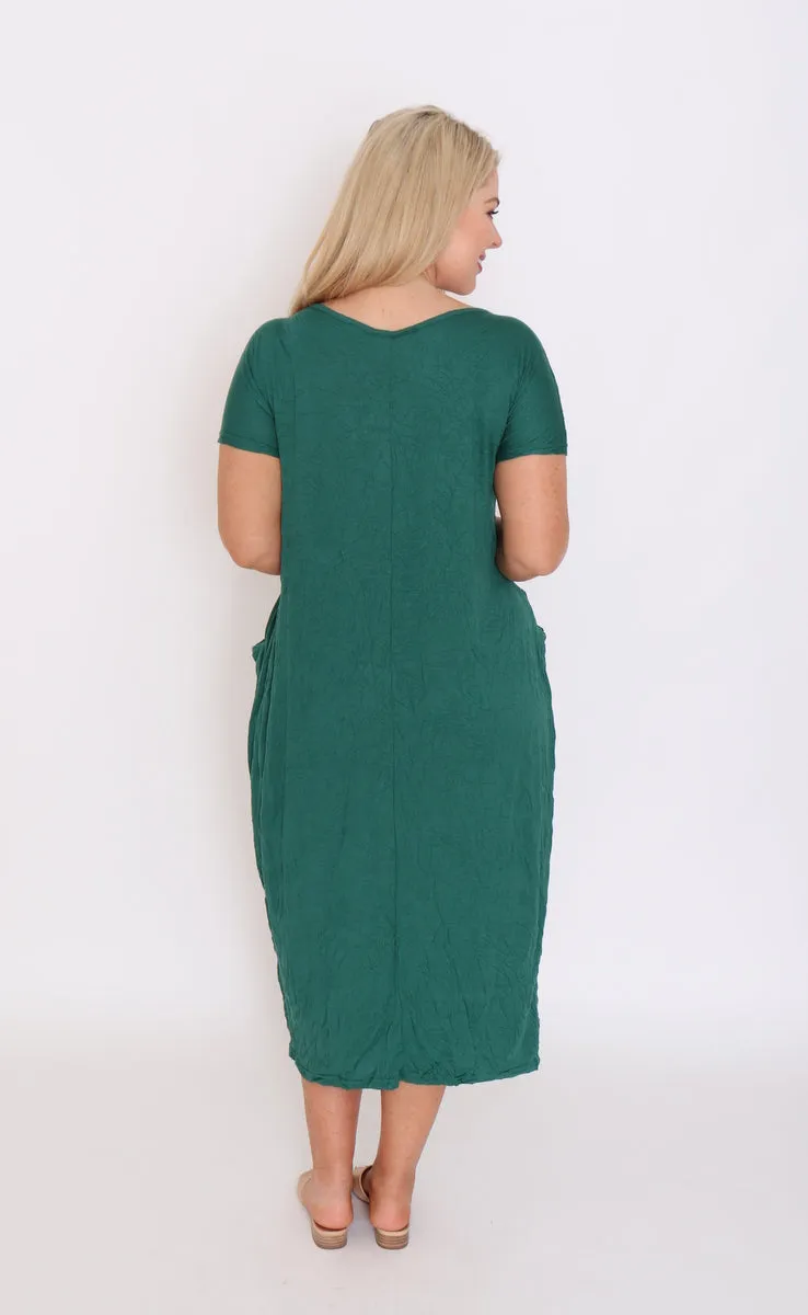 7643 forest V-neck Pockets Dress