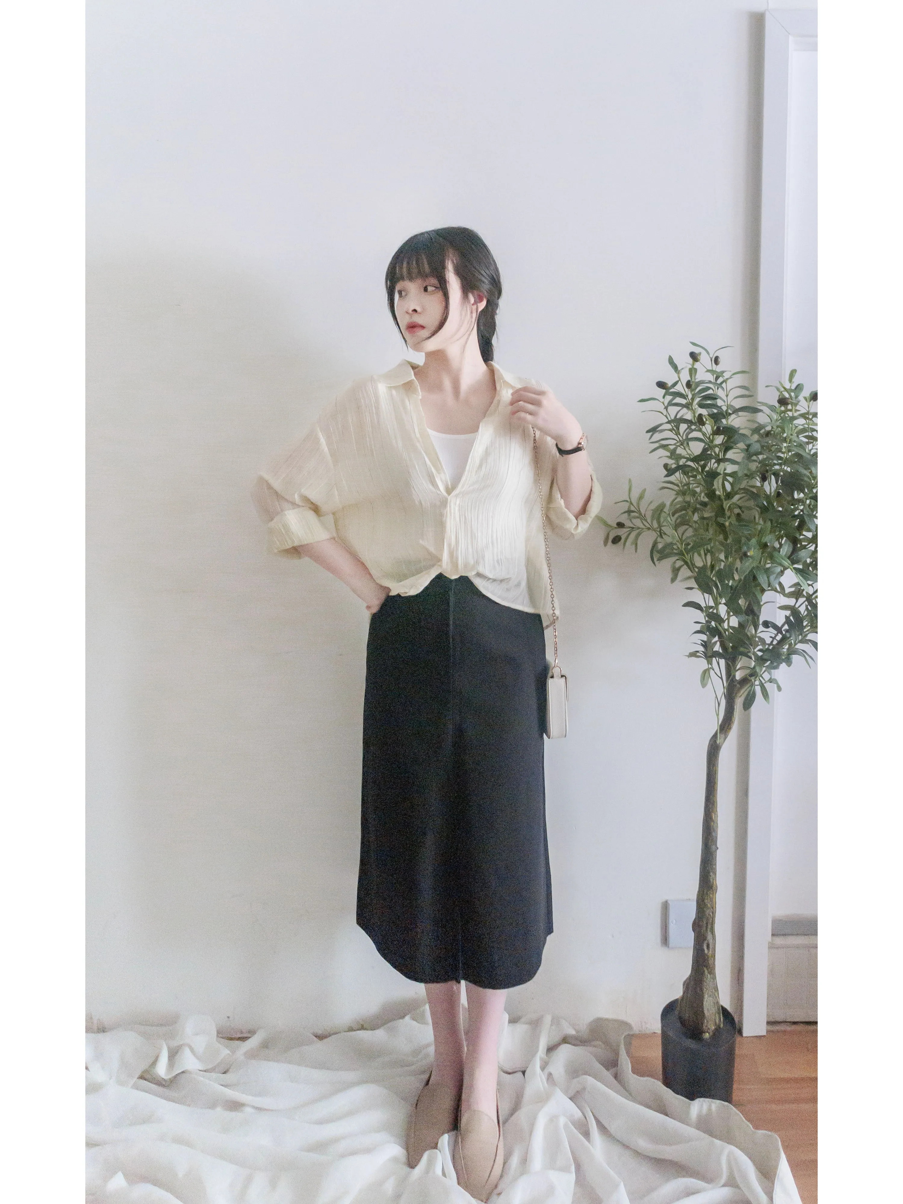 A-line 後橡筋簡潔A形中長裙 Skirt/ SK8880 (pre-order 5月13截單)
