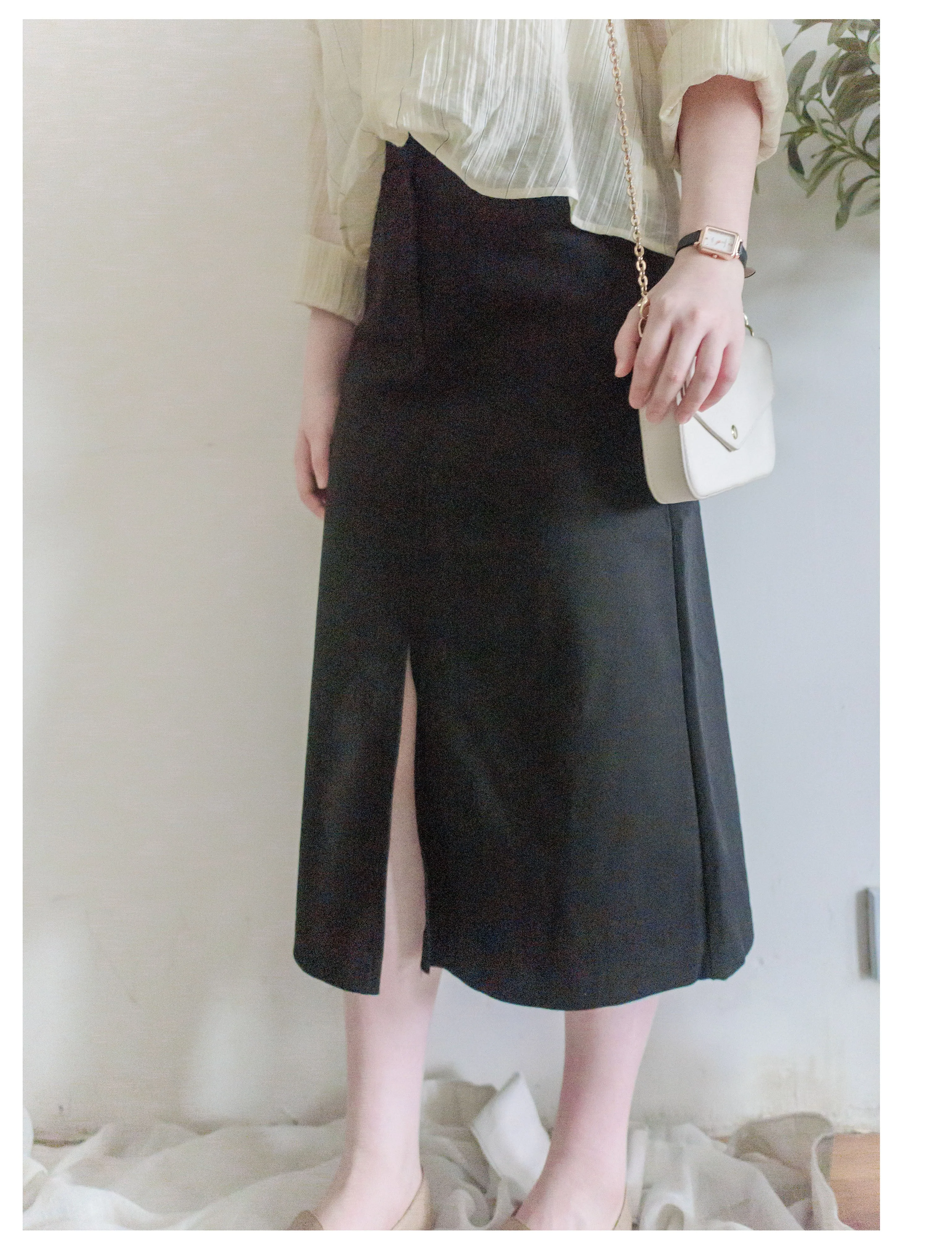 A-line 後橡筋簡潔A形中長裙 Skirt/ SK8880 (pre-order 5月13截單)