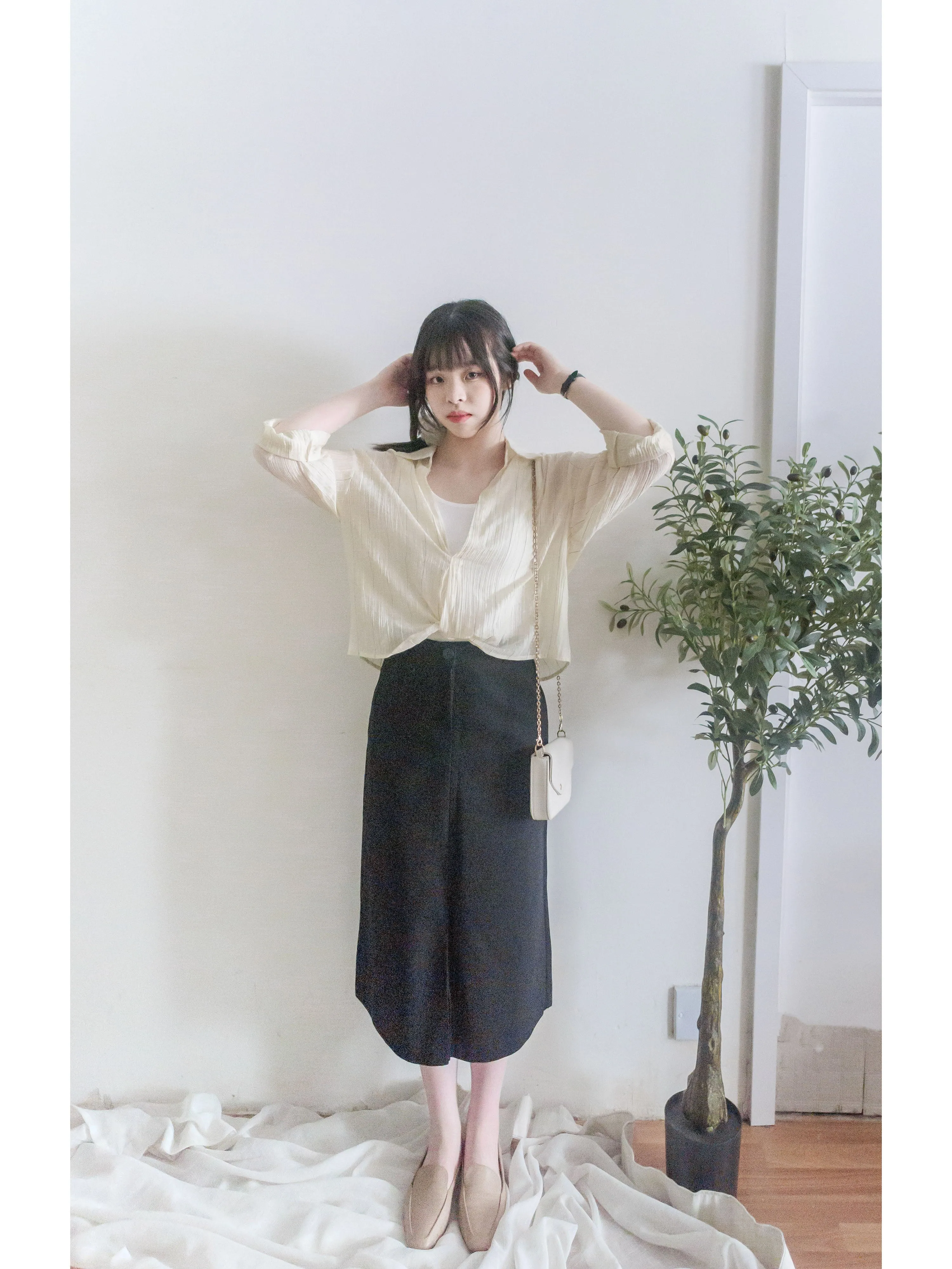 A-line 後橡筋簡潔A形中長裙 Skirt/ SK8880 (pre-order 5月13截單)