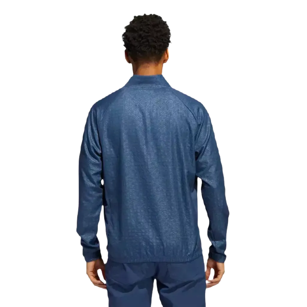 Adidas Debossed Quarter-Zip Pullover - Blue