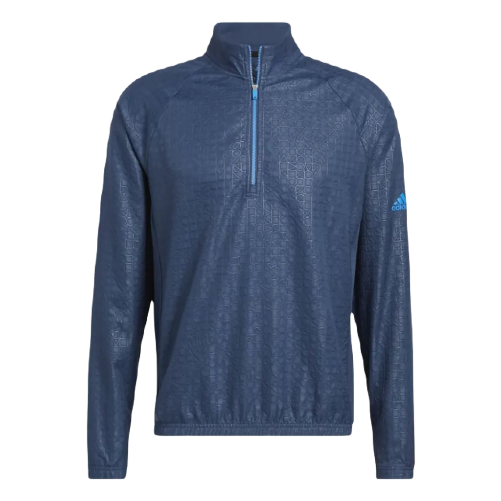 Adidas Debossed Quarter-Zip Pullover - Blue