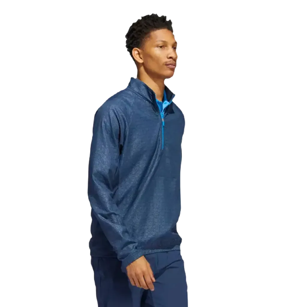 Adidas Debossed Quarter-Zip Pullover - Blue