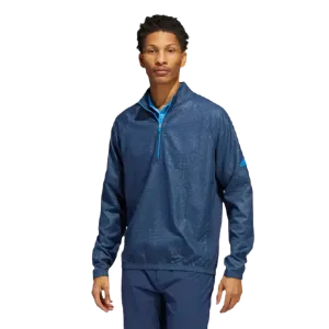 Adidas Debossed Quarter-Zip Pullover - Blue