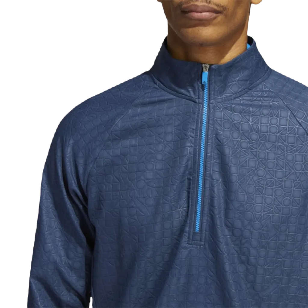 Adidas Debossed Quarter-Zip Pullover - Blue