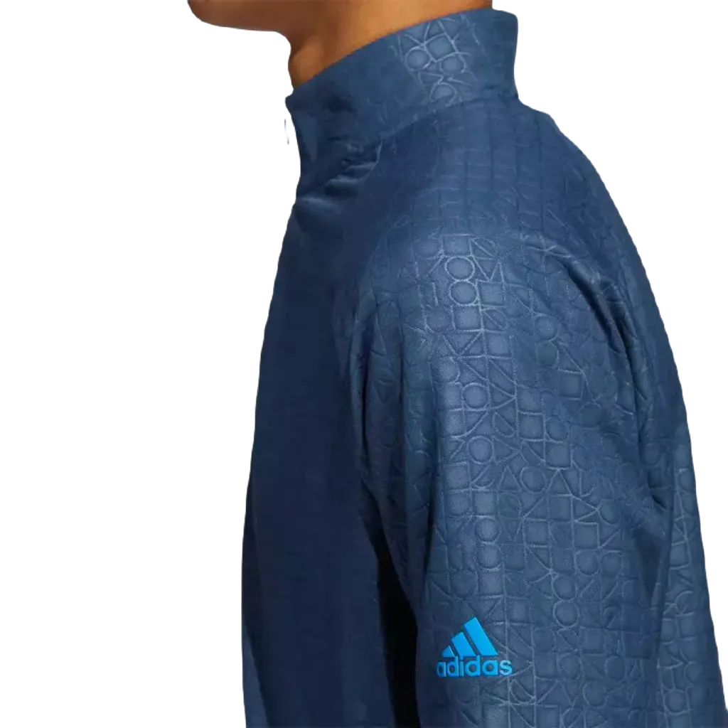 Adidas Debossed Quarter-Zip Pullover - Blue