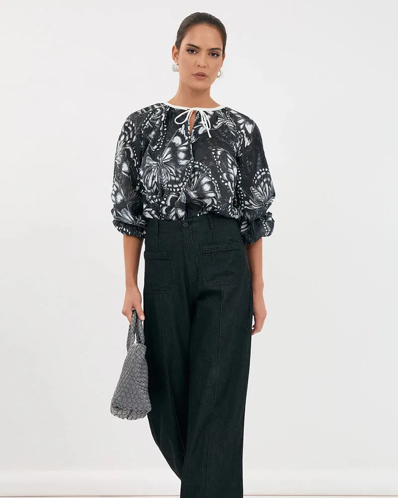 Adorne Isla Butterfly Print Top