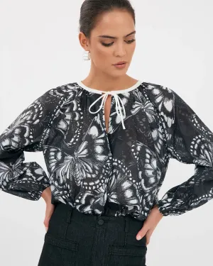 Adorne Isla Butterfly Print Top