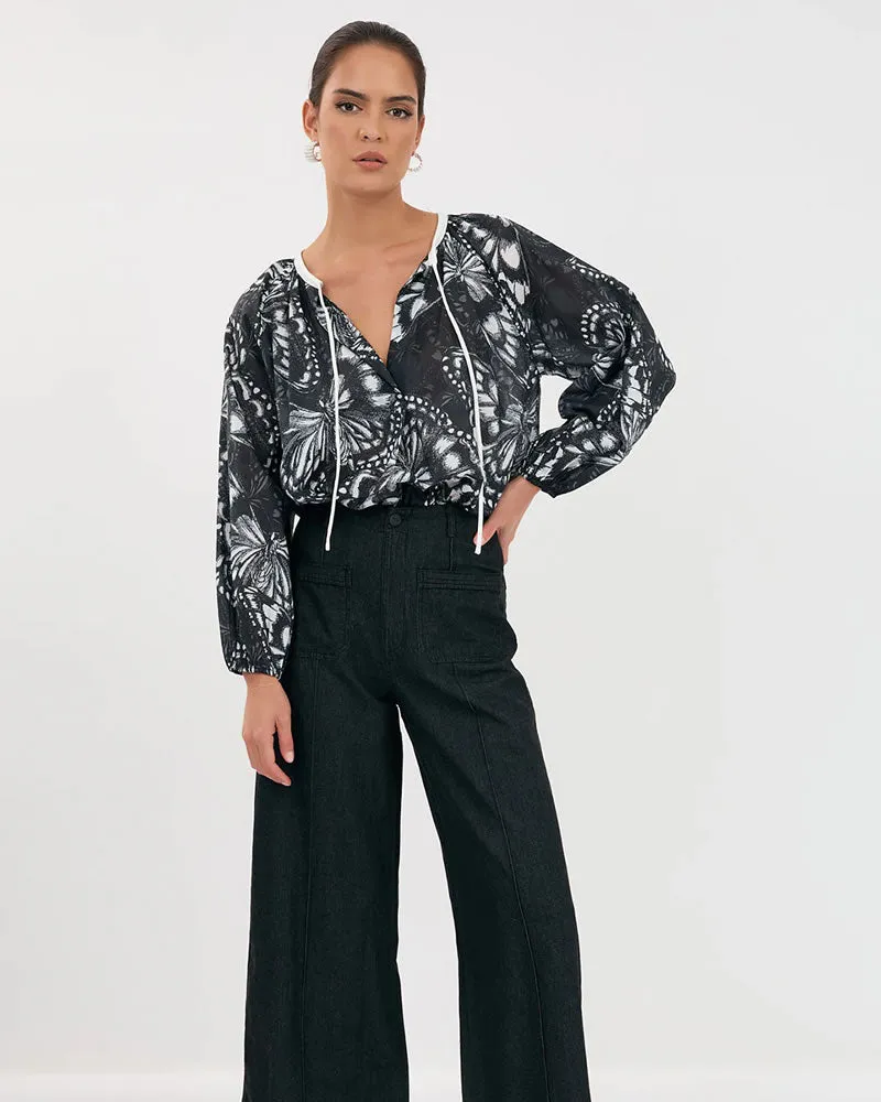 Adorne Isla Butterfly Print Top