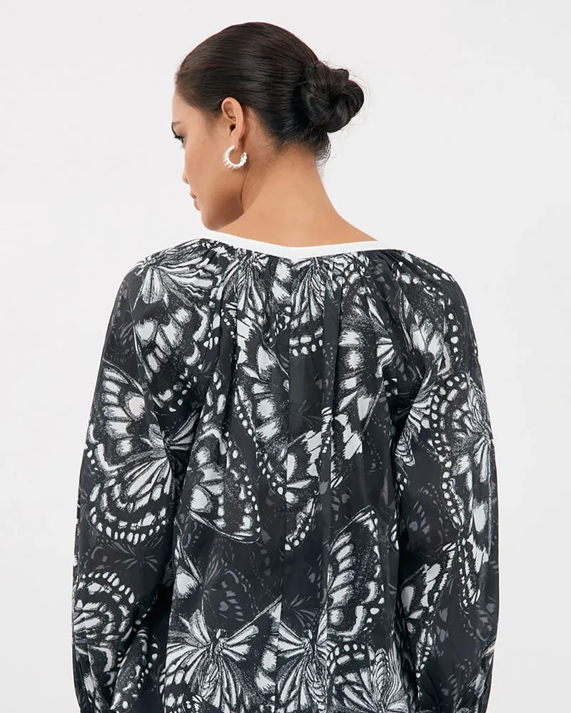 Adorne Isla Butterfly Print Top