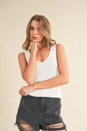 Aemi   Co Ribbed Sweater Tank in White