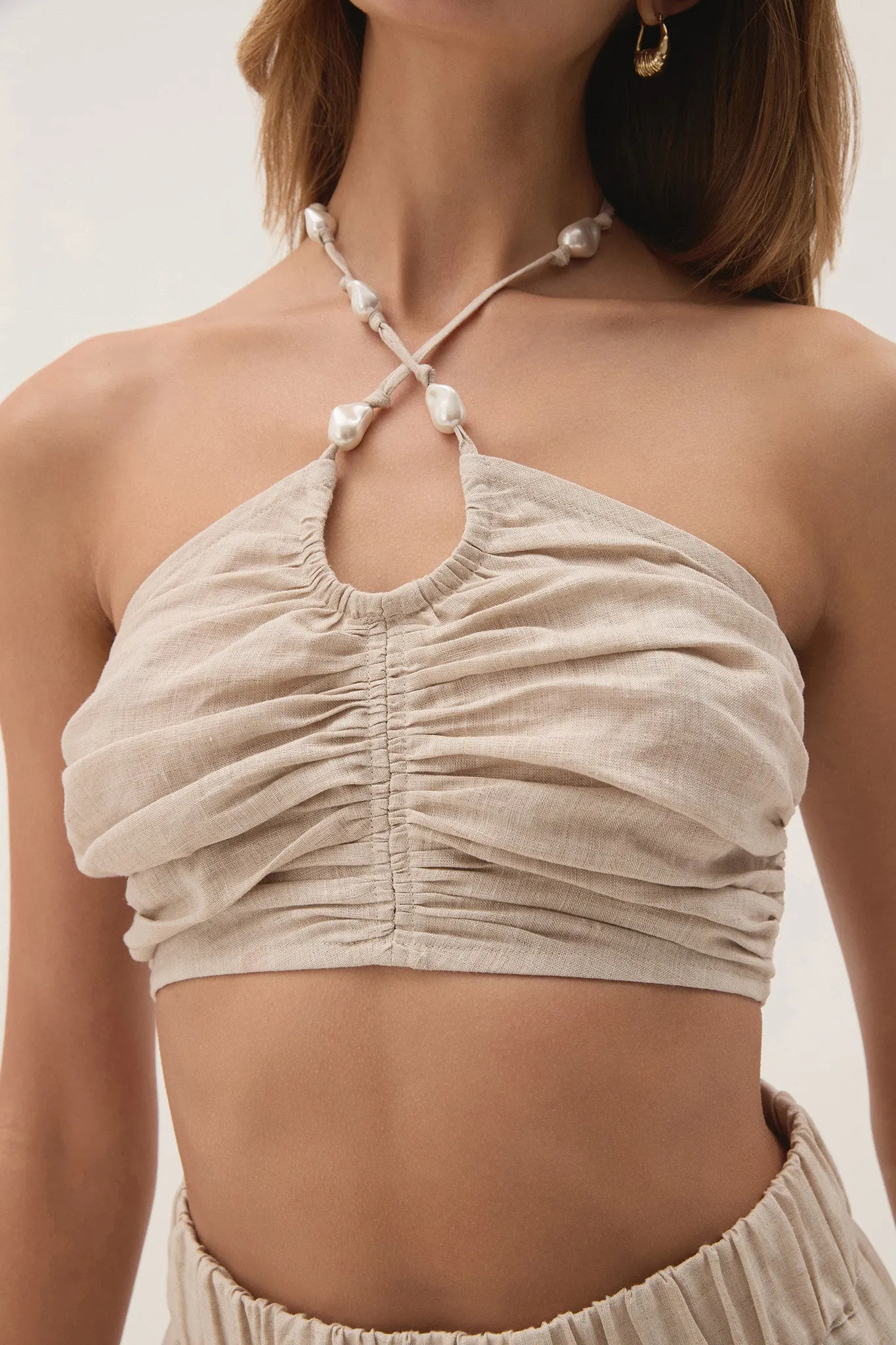 Akoya Ruched Tie Top