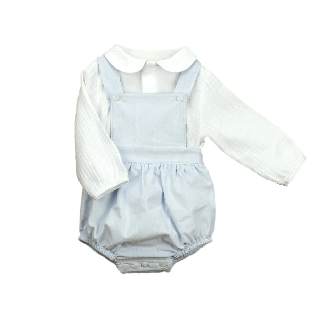 Alfie - Babidu Peter Pan collar terry cloth shirt and dunagrees
