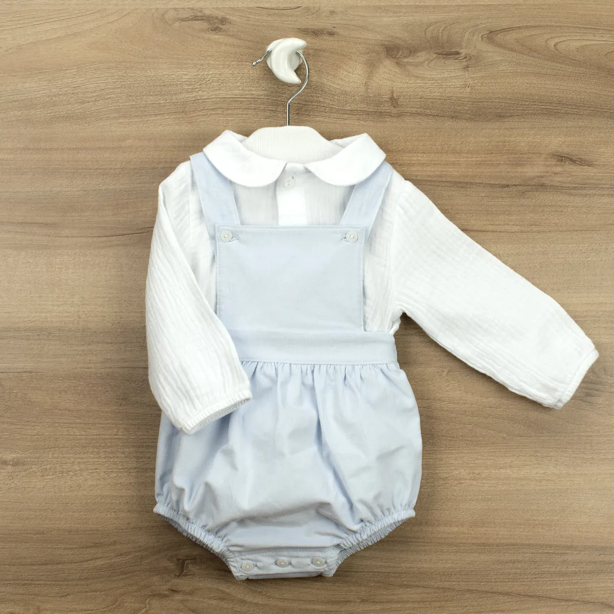 Alfie - Babidu Peter Pan collar terry cloth shirt and dunagrees