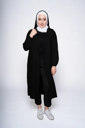 Alisha Long Modest Cardigan | Black