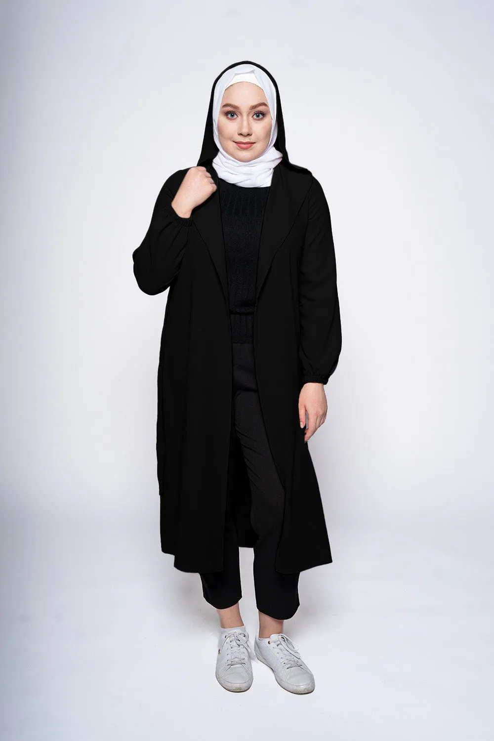 Alisha Long Modest Cardigan | Black