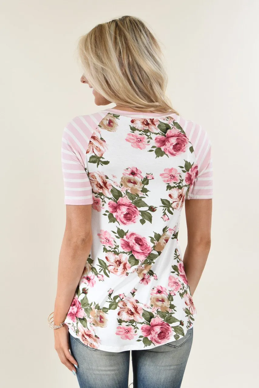 All For Your Pink Floral Top