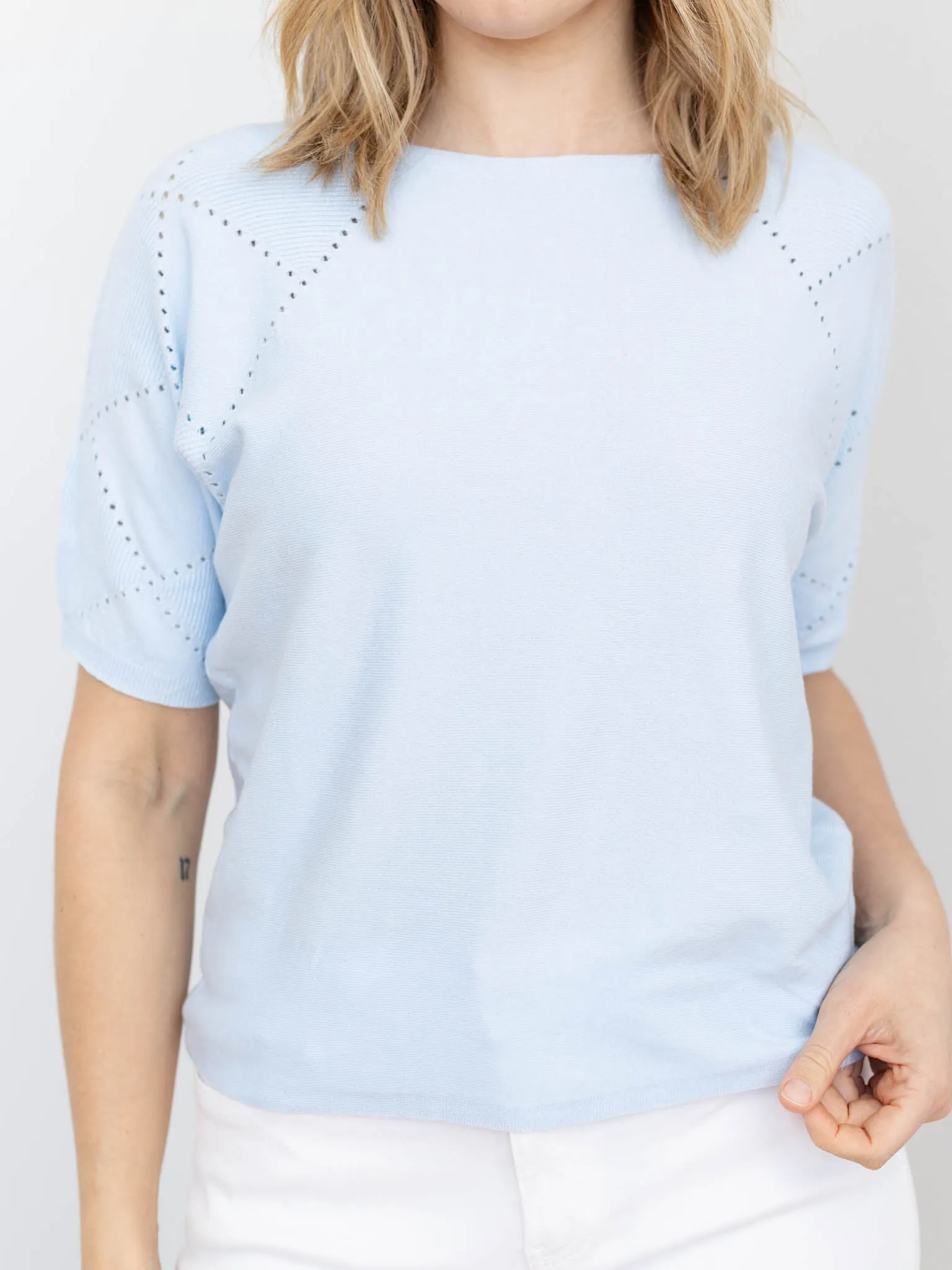 Allie Rose Diamond Pointelle Pullover