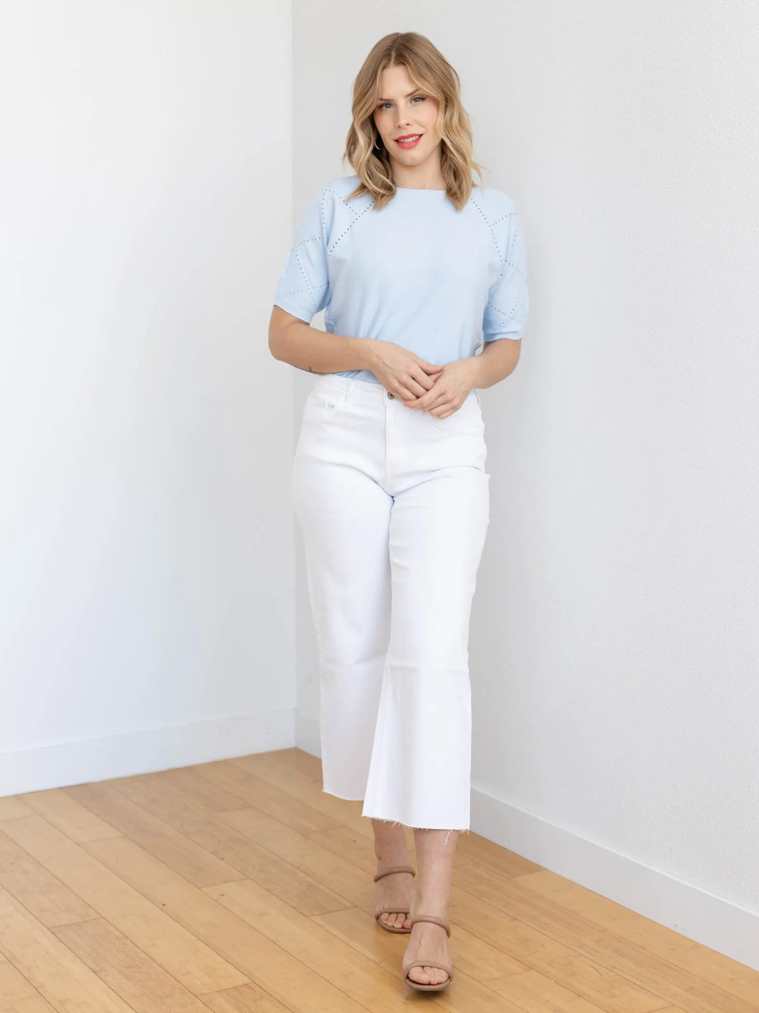 Allie Rose Diamond Pointelle Pullover