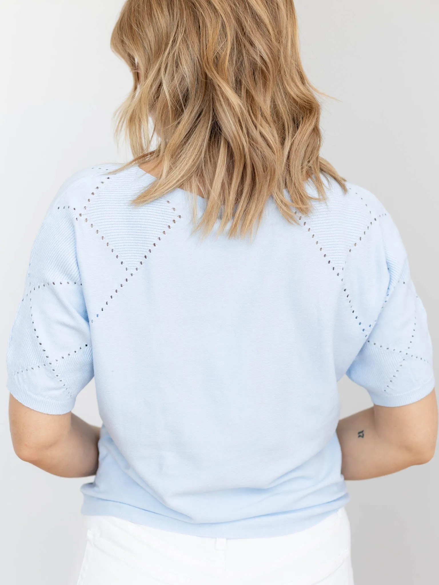 Allie Rose Diamond Pointelle Pullover