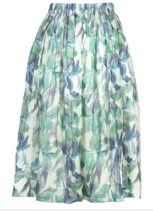 Amari Midi Skirt in Turquoise Floral