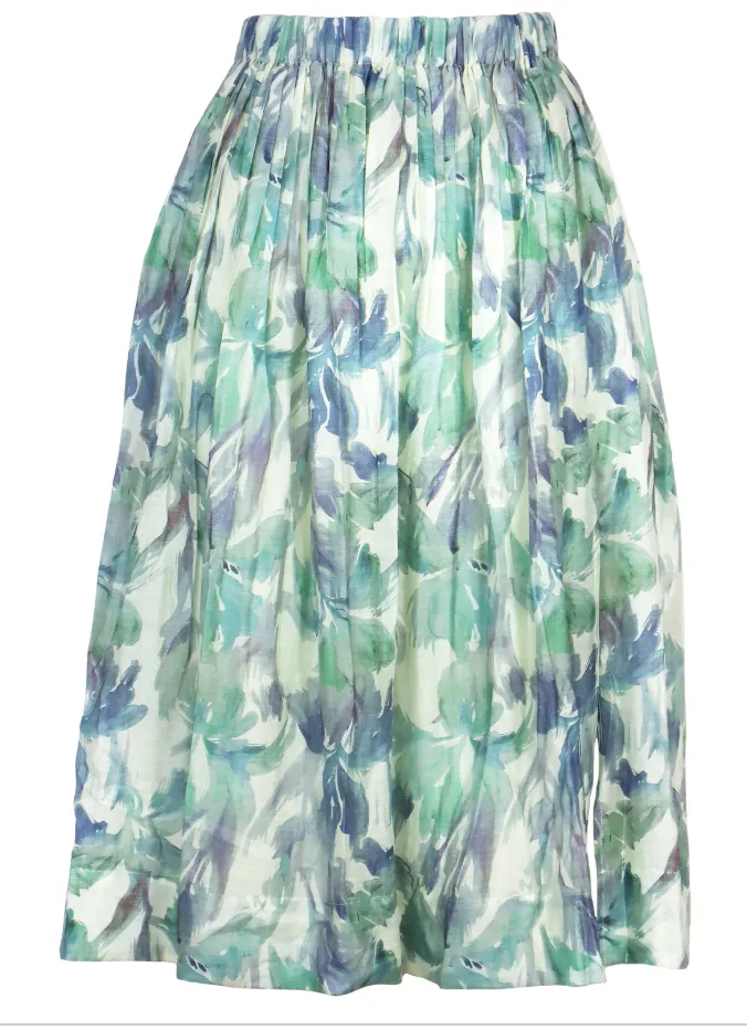 Amari Midi Skirt in Turquoise Floral