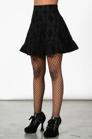 Amelie Flocked Mini Skirt - Black -