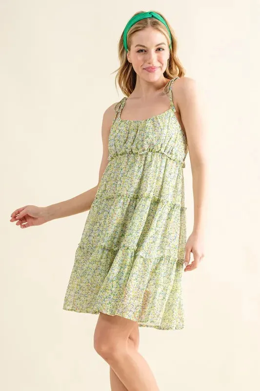 And The Why Floral Print Chiffon Ruffle Hem Dress