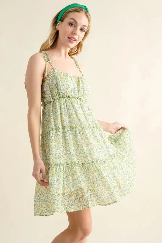 And The Why Floral Print Chiffon Ruffle Hem Dress