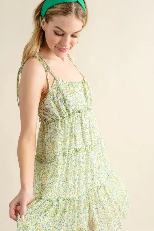 And The Why Floral Print Chiffon Ruffle Hem Dress