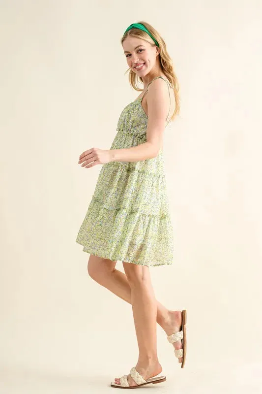 And The Why Floral Print Chiffon Ruffle Hem Dress