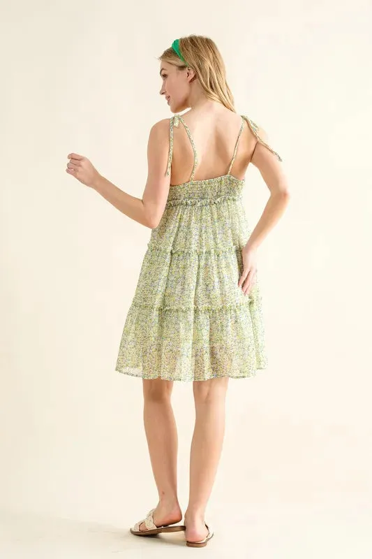 And The Why Floral Print Chiffon Ruffle Hem Dress